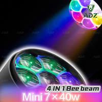 ADZ Mini 740 7X40W RGBW LED Zoom Moving Head Stage Light Bee Eye Design CTO Color Parties Weddings Clubs Events DMX