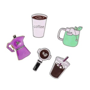 Pins et badges en émail (dur et souple) en métal, mignons, motifs thé au <span class=keywords><strong>lait</strong></span> et café, pour vêtements - Product Image 1