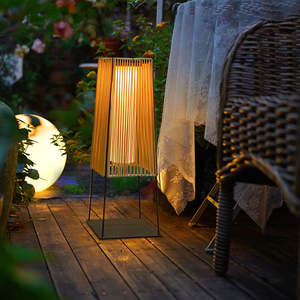 Lampe <span class=keywords><strong>de</strong></span> sol extérieure moderne en métal et plastique tressé, applique murale pour villa, jardin, patio, éclairage minimaliste <span class=keywords><strong>de</strong></span> style architectural en rotin - Product Image 5