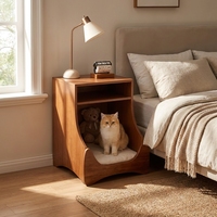 Table de chevet contemporaine en bois massif avec rangement, design durable pour chambre à coucher, appartement et salon