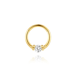 Pendiente de Oreja Minimalista Chapado en Oro, Plata de Ley S925, Geométrico, con Circonita Cúbica, Sin Perforación, para Mujer - Product Image 1