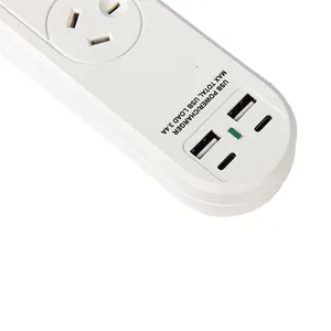 AU ปลั๊กไฟฟ้าสวิตช์อะแดปเตอร์บอร์ดขยายซ็อกเก็ตป้องกันไฟกระชากสายไฟต่อปลั๊กไฟพร้อม USB และ Type c