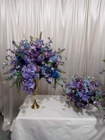 Boule florale artificielle papillon bleu violet ML 90 cm pour centre de table, arrangement floral pour décoration de réception de fête
