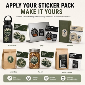 Autocollants découpés en vinyle résistant aux UV et imperméables, autocollants personnalisés avec logo imprimé, pack d'autocollants avec carte de tête, emballés dans un sac OPP - Product Image 3