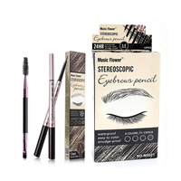 Crayon à sourcils double embout 2-en-1 avec brosse, kit de teinture pour sourcils imperméable longue tenue, crayon à sourcils professionnel avec brosse
