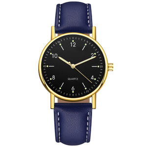 Montre simple lumineuse pour femmes vente directe d'usine montre à quartz élégante avec bracelet en cuir montre-bracelet unisexe - Product Image 3