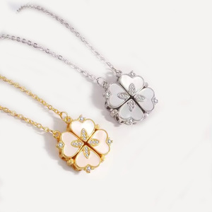 הנמכר ביותר נירוסטה 4 עלה תלתן לב תליון שרשרת תליון cz יהלום cz בצורת לב יצירתי בצורת לב - Product Image 2