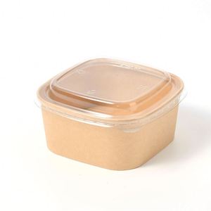 Bol à salade carré en papier kraft imprimé sur mesure OEM, boîte de rangement durable et écologique pour fruits, idéale pour pique-nique, camping, restauration rapide et plats à emporter - Product Image 1