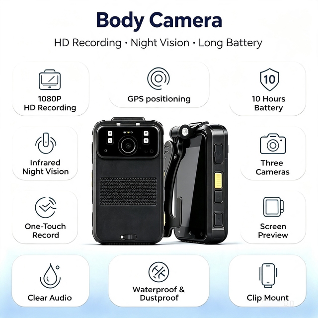 RTSP Body Worn Camera with 4G Live Streaming GPS and HD Recording for Security System Integrators and Control Centers
