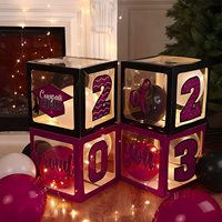 HAWIN 2023 Graduation Ballon Box Décorations Avec Ballon et Guirlandes Lumineuses LED Félicitations 2023 Grad Party Supplies 44 Pièces/Ensemble