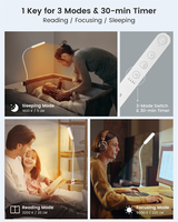 5W Multi-Purpose Flexible High CRI No Flicker Eyecaring Study Work Reading Light 3 Colors Dimmable Clip on Bedside Book Lamp