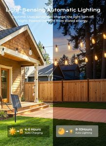 Solar Powered LED <b>String</b> Lights IP44 Waterproof Remote Dimmable Patio Lights for <b>Garden</b> Backyard - Product Image 3