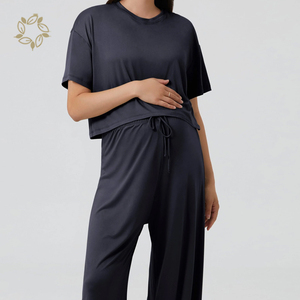 Top de maternidad y leggings de bambú, ropa de dormir de manga corta, pijama de maternidad ecológico, Conjunto de pijama de lactancia - Product Image 4
