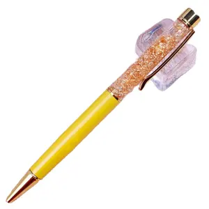 Fourniture directe d'usine stylo doré feuille liquide stylos or métal Opp sac OEM stylo à bille bureau et école stylo en vrac noir stylo 15g