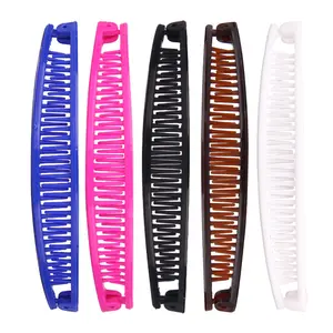 Fashion Solid Color Banana Hair Claw Clips Colorful Plastic Anti Slip Hairpin Women Hair Accessories