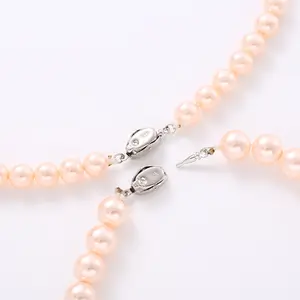 Bridal Shell Pearl Chocker Necklace Women Girls White Pink Gold Long Necklace Colored Pearls