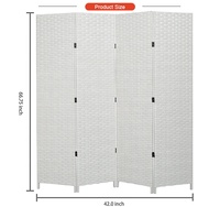Paravent de séparation de pièce blanc, panneau pliable de 6 pieds de large, cloison de séparation de pièce à double charnière et paravent pliable