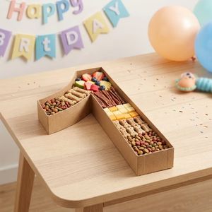Number 1 Dog Birthday Treat Box Rigid Paperboard <b>Platter</b> With Bones Chips Snacks Barkday Celebration Gift Set - Product Image 3