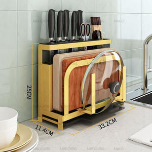 Duvara monte paslanmaz çelik bıçak tutucu mutfak benzersiz depolama raf bulaşık kurutma rafı - Product Image 3