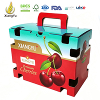 Boîte d'expédition pour cerises Xiangyu, carton ondulé personnalisé imprimé avec poignée pour les fermes de fruits, vente en gros et distribution