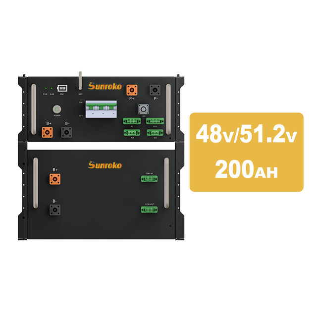 Sunroko Solar Lifepo4 Rack Mounted Battery 10Kwh 48V 200Ah LFP Lithium Battery Pack 6000 Cycling Life