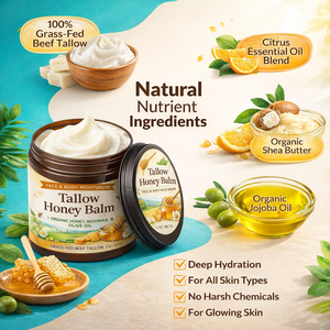 Bálsamo de Sebo de Res Batido y Miel al por Mayor |   Crema Hidratante de Pastoreo para Rostro y Cuerpo |   Piel Seca y Sensible |   Etiqueta Personalizada - Product Image 3