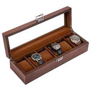Wooden <b>Watch</b> Box With Glass Lid Dustproof Rectangle Storage <b>Case</b> For <b>Watch</b> Display Packaging - Product Image 5