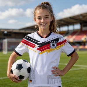 Maillot de football rétro version joueur équipe nationale Allemagne 25/26 Euro 2025 – Drapeau allemand – Pour enfant – Marque de supporter - Product Image 1
