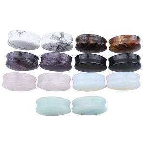 Pietra per amazzonite da <span class=keywords><strong>ragazzo</strong></span> piccola forma ovale foro grande orecchio allungamento lobo perno di misurazione tunnel grande piercing <span class=keywords><strong>orecchino</strong></span> lady trend gioielli - Product Image 3