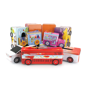Dekorative, Maßgefertigte, Niedliche, Süße, Kleine, Schlichte, Rechteckige Blechdose mit Scharnier im Auto-Design als Spardose oder Keksverpackung für Kinder - Product Image 5