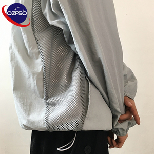 QZFSO Custom Streetwear Lightweight Mesh Zip up Windbreaker Breathable Quick-dry Polyester Sun Protection <b>Jacket</b> With Hood - Product Image 5