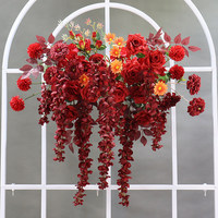 Guirlande florale artificielle élégante en glycine, couleurs violet, rose, blanc, rouge, bleu, fleurs flottantes pour la décoration d'arche de mariage