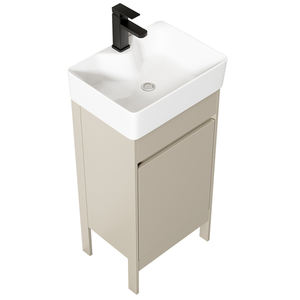 Meuble-lavabo de salle de bain sur pied en PVC avec un seul lavabo et miroir, armoire de salle de bain pour la réduction des tarifs - Product Image 6