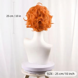 Anxin Perruque synthétique courte bouclée orange pour culotte et bas d'anime avec porte-jarretelles - Product Image 3