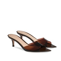 Mules transparentes en PVC à talon chaton pour femmes – Chaussures et pantoufles de créateur à bout ouvert