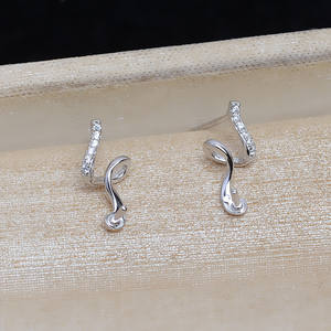 Pendientes de Plata S925 Wenchi con Diseño de Rayo, Accesorios DIY en Espiral para Perlas de 8-14 mm con Componentes en Forma de S, Soporte Vacío para Joyas - Product Image 2