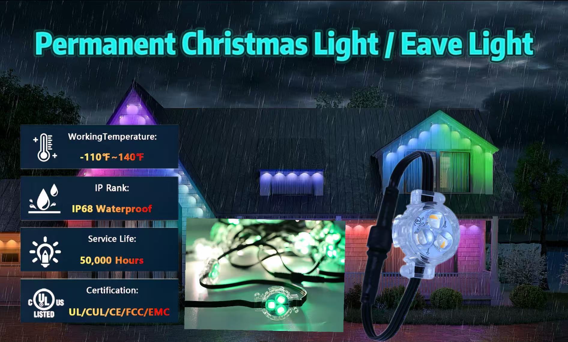 DC12V IP68 LED Christmas Outdoor Permanent Holiday Lights For House Decoration With 5-Year Warranty · image 6