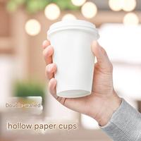 Gobelets jetables personnalisés avec logo pour café, thé au lait, boissons chaudes, avec couvercles, en papier kraft blanc, 16 oz, pour fêtes, style moderne, modèle LF-C02