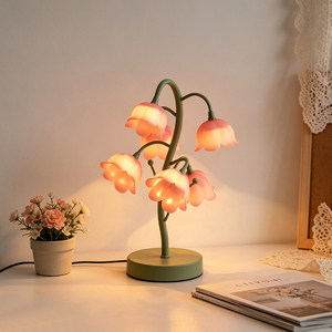 Flower Shape Crystal Table Lamp Black Linen Shade Soft Warm White <b>Light</b> 2700K LED AC Modern Adjustable Decorative Bedroom Desk - Product Image 5