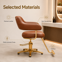 Fauteuil de Salon de Luxe XFMC en Cuir PU Marron avec Base Hydraulique Dorée – Chaise de Coiffure Moderne Personnalisée pour Salon de Coiffure et Mobilier de Salon