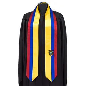 Flag Ceremony Sash Custom Trim Stoles 72Inches Polyester Imprinted Student Ecuador Graduation Stole