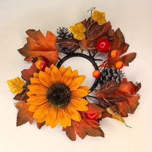 Nuevo Festival de la cosecha Acción de Gracias Hoja de arce Granada Portavelas de Halloween Anillos Decoración Corona - Product Image 6