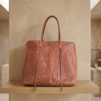 Sacs à main en cuir véritable pour femmes BS INTERNATIONAL, design personnalisable, fermeture éclair durable, imperméable, antivol, grande capacité
