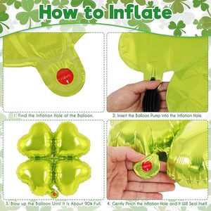 Ballon Chiffre 1 Anniversaire Trèfle à Quatre Feuilles 40 Pouces Vert en Aluminium Décoration de Fête Thème Fête de la Saint-Patrick Chiffres Interchangeables de 0 à 9 - Product Image 4