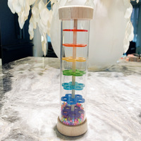 Jouet éducatif musical pour enfants en bois Orff, simulation de son de pluie, sablier arc-en-ciel