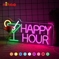 Enseigne néon acrylique personnalisée NIHAO Factory, design de forme libre, enseigne lumineuse Happy Hour, éclairage 3D pour pub et brasserie