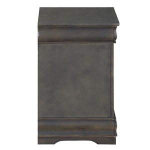 Comodino Classico Tradizionale con 2 Cassetti in Finitura Grigia, Mobile per Camera da Letto in Legno - Product Image 4