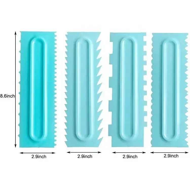 31styles de grattoir à crème à gâteau en plastique bleu et blanc grattoirs plus lisses ensemble d'outils de modèle de gâteau outils de cuisson de gâteau