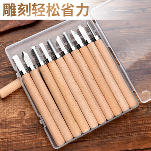 Baolian – ensemble de couteaux à sculpter le bois, en acier à haute teneur en carbone, manche en bois, longueur 133mm, pour outils de sculpture sur bois DIY - Product Image 2