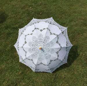 P261-Parasol de décoration pour petits enfants, accessoires de parasol en <span class=keywords><strong>dentelle</strong></span> blanc <span class=keywords><strong>ivoire</strong></span> pour mariée mariage, contrôle manuel pour enfants - Product Image 2